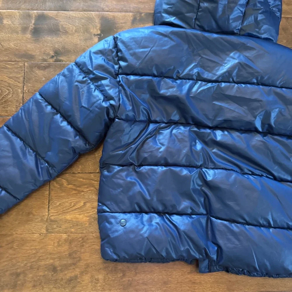 All in Motion Kids Puffer Jacket Navy Blue Hooded Wind Water Resistant Large L